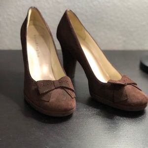 Brown Apostrophe Heels with Bow